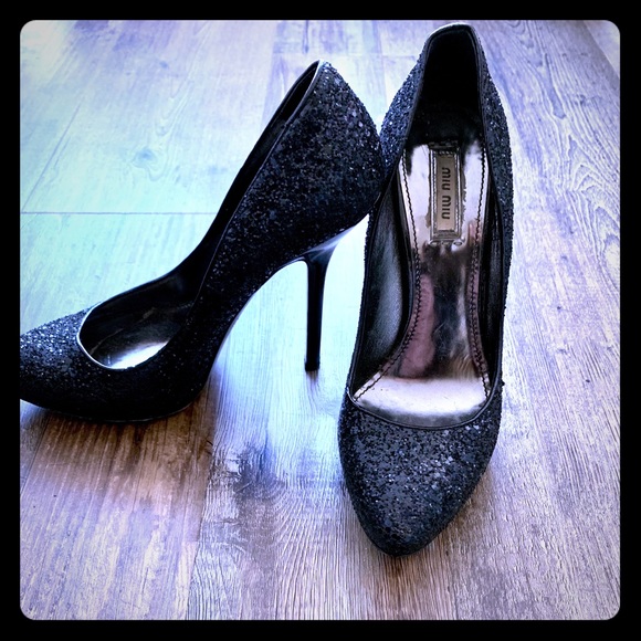 Miu Miu glitter pumps, black - Picture 1 of 8